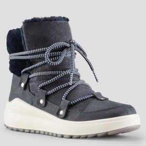 Cougar Treville Shearling Boots Leather Sheepskin Booties Navy Blue Size 8.5 NEW